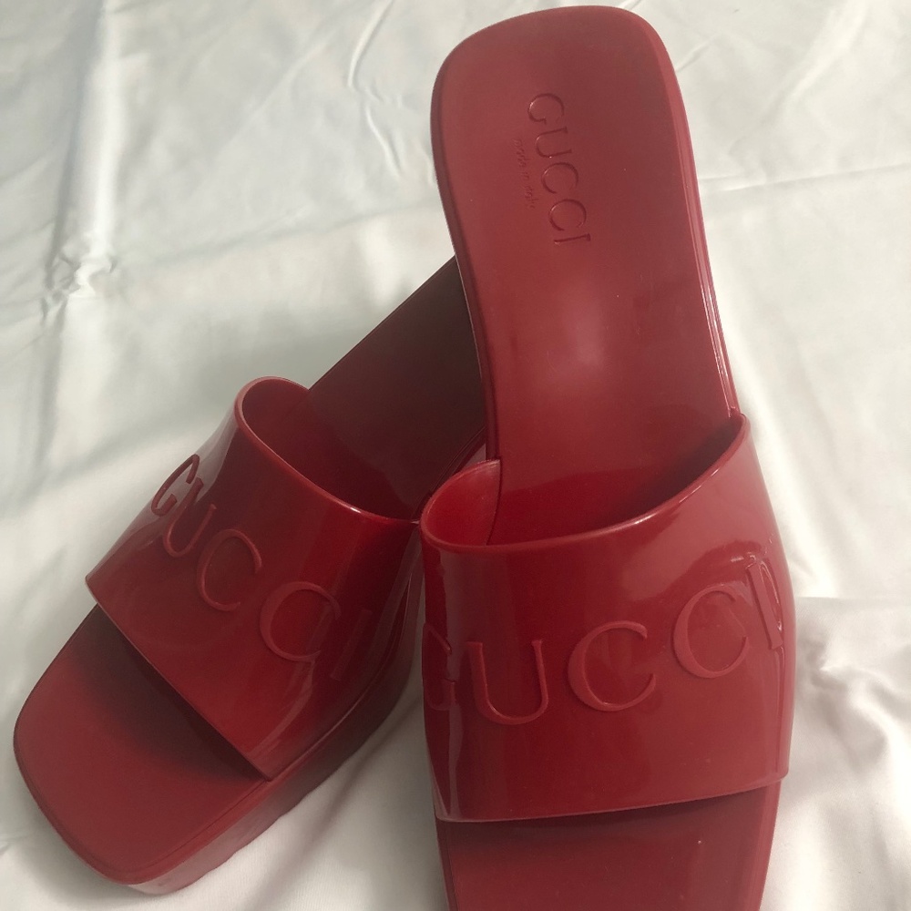Gucci Red Slide Sandals